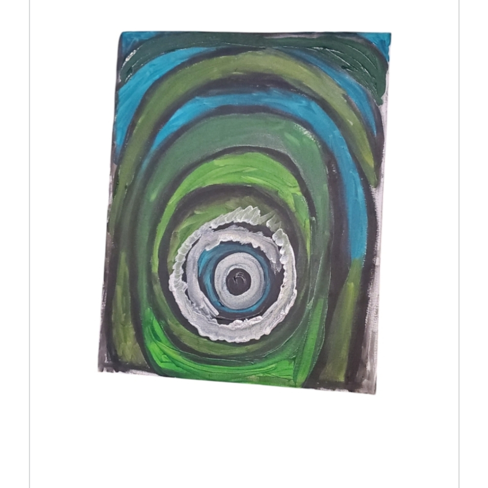 HAND PAINTED Abstract Green and Blue Canvas Art